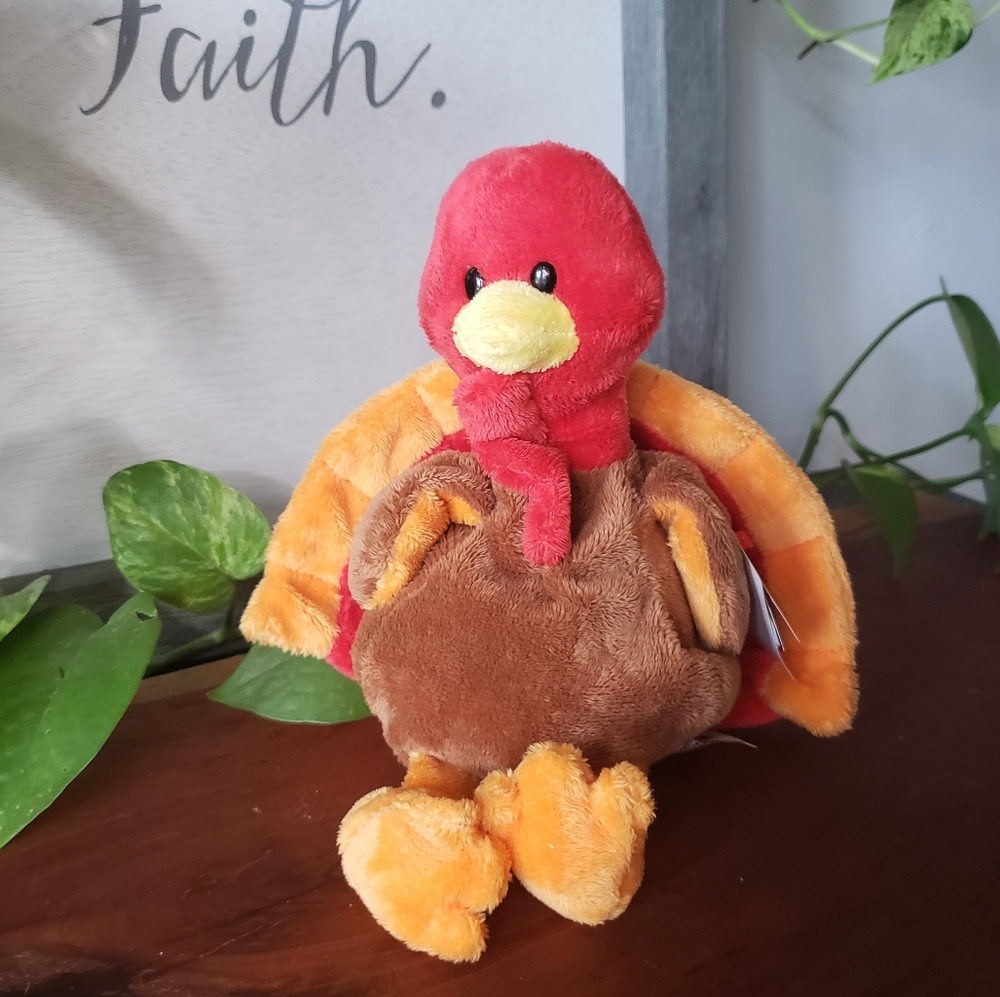 Ty Pluffie Beanie Baby Gobble the Turkey NEW 9 inch - Picture 1 of 11